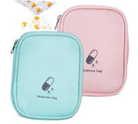BESPORTBLE 2pcs Travel Medicine Organizer Compact Zipper Bag Light Pink Light Green for Easy Storage Multiple Compartments Lightweight and Portable Medicine Pouch for Camping and Daily Use