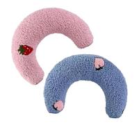 BESPORTBLE 2pcs U-Shaped Cat Pillow for Sleeping Soft Plush Half Donut Neck Cushion Calming Pet Bed for Indoor Cats and Puppies with Pink and Blue Set