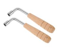 BESPORTBLE 2pcs Universal L-shape Harp Tuning Wrenches with Ergonomic Wood Handles and Stainless Steel Construction for Lyre Harp and Auto Repair Accessories
