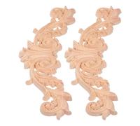 BESPORTBLE 2pcs Unpainted Wooden Carved Onlays European Style Decorative Wood Appliques for Cabinet Wardrobe Door Trim DIY Flower Wall Decor