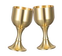 BESPORTBLE 2Pcs Vintage Brass Stemmed Goblet Cup Chalice for Weddings Banquets Holy Communion and Ceremonial Use Elegant Small Brass Wine Glass for Rituals and Decorative Display