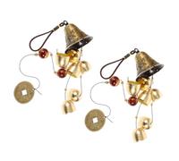 BESPORTBLE 2pcs Vintage Chinese Feng Shui Wind Chimes for Garden Alloy Hanging Bells with Tubes Outdoor Decorative Chimes for Serenity and Luck in Patio and Home