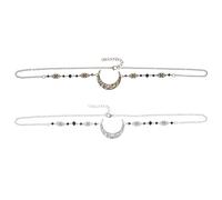 BESPORTBLE 2Pcs Vintage Frontlet Head Chains with Hollow Moon Flower Pattern, Natural Stone Crystal Beads, Bridal Forehead Chain Hair Accessories for Wedding and Birthday Decor