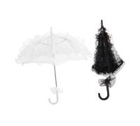 BESPORTBLE 2Pcs Vintage Lace Umbrellas for Weddings and Tea Parties Elegant with Decorative Embroidery for Dance Performances and Special Occasions Black White