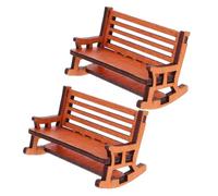 BESPORTBLE 2pcs Vintage Miniature Dollhouse Furniture Wooden Rocking Bench Chairs Retro Style Tiny Dollhouse Decoration for Home Ornament and Shelf Display