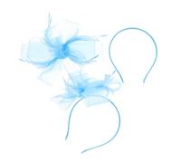 BESPORTBLE 2pcs Vintage Sky Blue Bridal Fascinator with Clip and Headband Handmade Elegant Wedding Hair Accessories for Women Multifunctional Hairpiece for Cocktail Tea Party and Formal