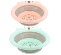 BESPORTBLE 2pcs Wash Basins Portable Cartoon Wash Tub for Face and Foot Washing Lightweight and Storage Bowls for Camping Hiking Boating Picnic Use Green Pink