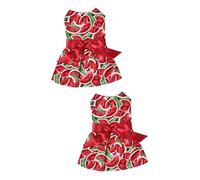 BESPORTBLE 2pcs Watermelon Pet Dog Dress Summer Skirt Small Dog Puppy Clothing Bowknot Comfortable Cool
