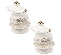 BESPORTBLE 2PCS White Ceramic Water Offering Cups Lotus Relief Design, Buddhist Ritual Bowls for Meditation and Temple Worship, Small Sacred Water Containers Tray