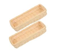 BESPORTBLE 2PCS White Wicker Cutlery Basket Set Handmade Rattan Silverware Organizer Chopstick Holder for Kitchen and Dining Table Storage
