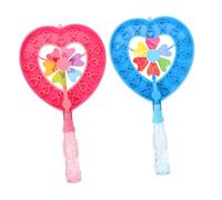 BESPORTBLE 2pcs Windmill Bubble Machines for Outdoor Fun Cartoon Heart Shaped Pink Blue Bubble Maker Double Pack for Parties and Enhances Hand Eye Coordination and Motor Skills