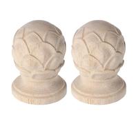 BESPORTBLE 2Pcs Wood Carved Lotus Pillar Finials, 4X6Cm Decorative Bedpost Caps, Unfinished Wooden Fence Post Tops for Stair Rails and Furniture Ornament in European Style