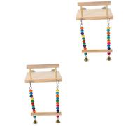 BESPORTBLE 2pcs Wooden Bird Swing Toy for Parakeets Natural Parrot Perch Stand Multi-use Bird Plaything Encourages Chewing and Exercise