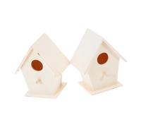 BESPORTBLE 2pcs Wooden Birdhouse Kit Unpainted DIY Craft Hanging Outdoor Bird Feeder House for Garden Decor Educational Projects Durable Weather Resistant