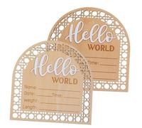 BESPORTBLE 2Pcs Wooden Birth Announcement Sign Newborn Name and Growth Plaque Photo Prop for Parents for Capturing Special Moments
