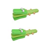 BESPORTBLE 2pcs Wooden Cartoon Animal Castanets for Green Percussion Musical Instrument Fun Educational Gift to Develop Listening Skills and Creativity