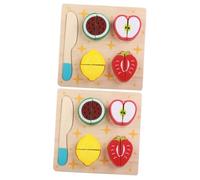 BESPORTBLE 2pcs Wooden Fruit Cutting Puzzle Set for Educational Pretend Play with Colorful Strawberry Blocks Cutting for Hand Eye Coordination and Learning