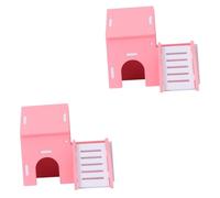 BESPORTBLE 2pcs Wooden Hamster Villa Double-deck Sleeping Nest and Climbing Ladder Safe Habitat for Small Pets Like Hamsters Mice and Gerbils