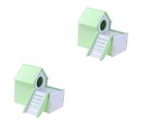 BESPORTBLE 2pcs Wooden Hamster Villa Ladder Cozy Sleeping Hiding House for Small Pets Green Hamster Habitat Enhances Nesting Chewing Instincts