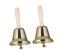 BESPORTBLE 2pcs Wooden Handle Hand Bell Metal Bell for Xmas Party Educational Percussion Restaurant