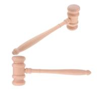 BESPORTBLE 2PCS Wooden Judge Gavel Unfinished Hand-polished Courtroom Hammer with Clear Sound for Auction Judge Accessories Reusable Costume Props