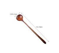 BESPORTBLE 2pcs Wooden Soup Ladle Set, 28cm Long Handle Stirring Spoons Made of Sturdy Nanmu Wood Smooth Round Heads, for Hot Pot, Soup Serving, and Kitchen Mixing