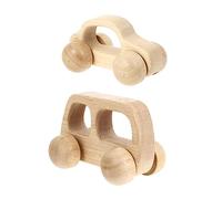 BESPORTBLE 2pcs Wooden Teething for Car and Bus Push Smooth Edges Rubber Wood Sensory Development Skill for Grasping and Early Learning