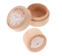 BESPORTBLE 2pcs Wooden Tooth Keepsake Box for Boys Round First Lost Teeth Holder for Shower Practical Decorative