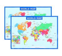 BESPORTBLE 2pcs World Map Poster for Preschool Education Featuring Creative Design and UV Paper Material, Large and Lightweight Big Poster the World for Learning and Classroom Decoration