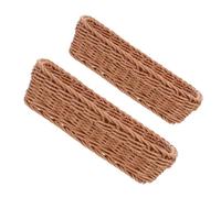 BESPORTBLE 2pcs Woven Cutlery Basket Organizer Small Utensil Holder for Kitchen Countertop Flatware Storage Silverware Caddy with Natural Plastic Weave Design for Party Dining