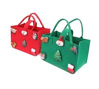 BESPORTBLE 2pcs Xmas Tote Bags Felt Cartoon Design Handheld Candy Bags for Showers and Festive Celebrations Bright Color Reusable Party Favors for Christmas Treats