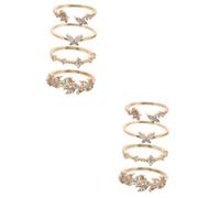 BESPORTBLE 2sets 4pcs Heart Butterfly Metal Rings for Women Stacking Jewelry for Lightweight and Stylish Finger Accessories Present for Teen 4pcs*2