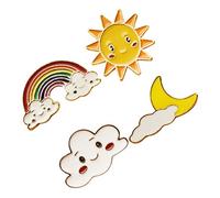 BESPORTBLE 2sets Lovely Cartoon Alloy Brooches Sun Cloud Rainbow Design Stylish Badges for Clothing for Sweaters Jackets and Daily Wear Random Style 4pcs*2