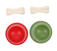 BESPORTBLE 2sets Miniature Dog Bowl Plastic Pet Accessories for Dollhouse Includes Tiny Bone Decor Realistic Design Promotes Imaginative Play for Boy Girl for Dollhouse Decorations