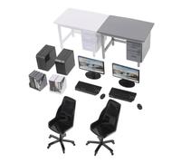 BESPORTBLE 2sets Miniature Dollhouse Computer Table Office Model Tiny Desk Chair Mouse Keyboard Accessories for Boys and Girls Pretend Play