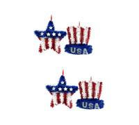 BESPORTBLE 2sets Patriotic Red White Blue Wreaths for Independence Day Decoration Durable Wall Hanging Adornment for Front Door DIY Friendly for Celebrating National Day 2pcs*2