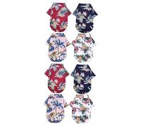 BESPORTBLE 2sets Pet Clothing Hawaiian Dog T-shirt Lightweight and Comfortable for Summer 4pcs*2