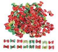 BESPORTBLE 2sets Pet Hair Holder Dog Christmas Bow Tie Fashionable Pet Hair Band 100pcs*2
