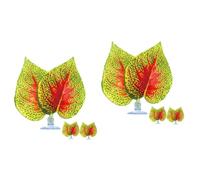 BESPORTBLE 2sets Plant Leaves with Suckers Plant Stand Indoor Faux Hanging Plant Decorative Home Accessories Leaves Greenery Artificial Terrarium Trellis Plants Desktop Aquarium Decor 3pcs*2