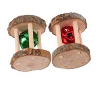 BESPORTBLE 2sets Rabbit Toys Small Animal Chew Toys for Guinea Pigs Chinchillas Hamsters Wooden Bell Boredom Breaker 2pcs*2
