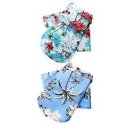 BESPORTBLE 2sets Tropical Dog Shirt Hawaiian Style Summer Pet Clothing Comfortable and Fashionable 2pcs*2