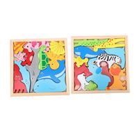 BESPORTBLE 2Sets Wooden Animal Puzzle for Early Education Safe and Jigsaw for Develops Thinking and Communication Skills for Engaging Forest and Ocean Animal