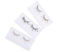 BESPORTBLE 3 Pairs Decorative False Eyelashes with Sequin Accents Comfortable Curl Design for Party Date Daily Makeup Natural-looking Cosmetic Lashes for Women