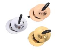 BESPORTBLE 3 Pairs Finger Cymbals Hand Percussion Instruments for Early Music Education Ergonomic Design for Rhythm Learning and Teamwork Development in Gold Silver Rose Gold