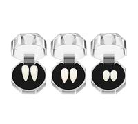 BESPORTBLE 3 Pairs of Cosplay Fangs Realistic Horror Werewolf Fangs Party Props Vampire Teeth for Halloween Dancing Party Banquet (13mm+15mm+17mm)