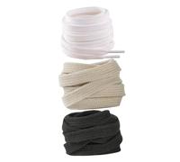 BESPORTBLE 3 Pairs Pure Cotton Flat Shoelaces Anti-skid Canvas Shoe Laces for Sneakers Casual Shoes Replacement White Black Beige