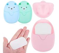 BESPORTBLE 3 Pcs Assorted Color Disposable Soap Sheets for Travel, Hiking, Camping and Outdoor Activities - Portable Hand Soap Flakes with Pp Case for Cleaning Hands, Face and Body