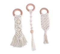BESPORTBLE 3 Pcs Handwoven Cotton Rope Wooden Teether Sticks for Babies Infant Teeth Grinding Toy Natural Beech Wood Molar Rods Soothing Teethers for Teething Relief