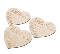 BESPORTBLE 3 pcs Heart Shaped Birth Announcement Sign Wooden Newborn Name Signs for Nursery Creative Photography Prop Smooth Polished Surface Durable Decorative