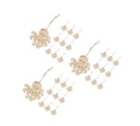 BESPORTBLE 30 pcs Unpainted Octopus Wood Cutouts Natural Wooden Shapes for DIY Crafts and Party Decorations with String Unfinished Sea Animal Wooden Ornaments for Creative Hanging Pendants